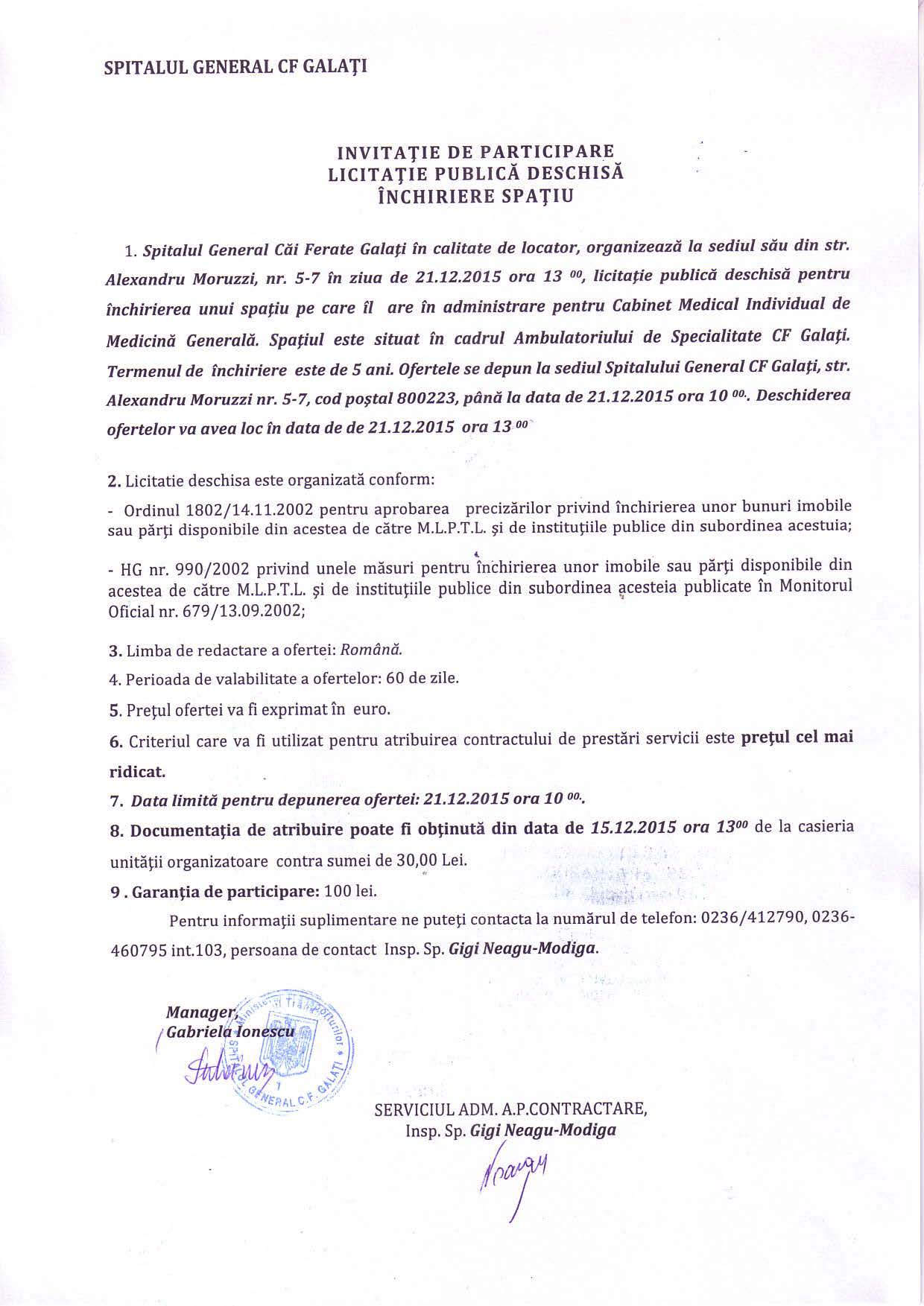 Invitatie participare SP CF GL